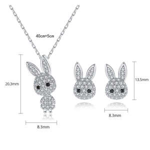 Juego de pendientes y colgante de conejito de plata de ley brillante, idea de regalo perfecta - Product Image 2