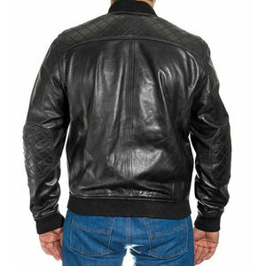 Blouson aviateur en tissu de laine de haute qualité pour les jeunes conçu sur mesure avec des panneaux de couture en diamant en cuir enduit arrivant bientôt! - Product Image 2