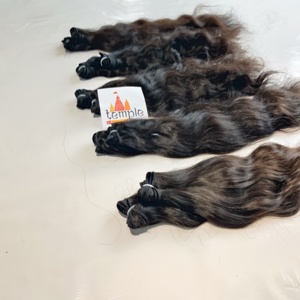 Venta al por mayor 100% Virgin Bundle Color Natural Indian Raw Hair Straight Women machine doble trama de onda profunda extensiones de cabello humano - Product Image 2