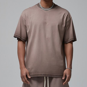 T-shirts pour hommes surdimensionnés en tissu sergé 100% polyester, col montant, délavé à l'acide, avec logo personnalisé, style streetwear ODM - Product Image 5