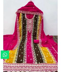 New 2023 Designer <b>Beautiful</b> Faux Georgette Embroidery Work Salwar Kameez With Dupatta Women Fashion Exporter Pakistani Salwar - Product Image 6