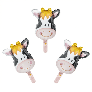 Globos de Animales de Papel de Aluminio para Fiestas, Diseño Vaca, 17x22cm, 3 Piezas - Product Image 1