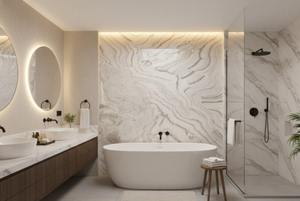 Dalles et carreaux de marbre de qualité supérieure avec des veines blanches et brunes, surface flammée, imperméables pour villa et usage intérieur - Product Image 5