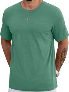 เสื้อยืดคอตตอนทรงสลิมฟิตสำหรับผู้ชาย, เสื้อยืดถักแขนสั้นใส่สบายสำหรับฤดูร้อนหรือชุดออกกำลังกาย - Product Image 2