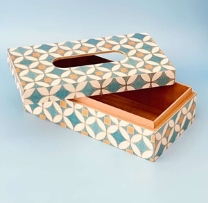 Boîte à mouchoirs en bois imprimé émail bureau avec table organisateur décoratif boîtes à mouchoirs accessoires boîte à mouchoirs en bois - Product Image 4