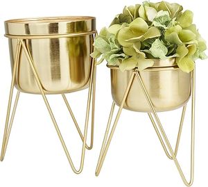 Fabricants de pots de fleurs or jardin intérieur grand grand gros en vrac métal pas cher jardinières support plante pots de fleurs pour plantes - Product Image 5