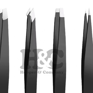 Nouvel ensemble de pinces à sourcils professionnelles Hooper Company à pointe inclinée, en acier inoxydable durable et réutilisable pour la beauté - Product Image 2