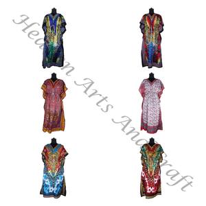 KFL022 Moda sin mangas de seda pura Kaftan largo Tallas grandes Ropa de dormir para mujer - Product Image 1