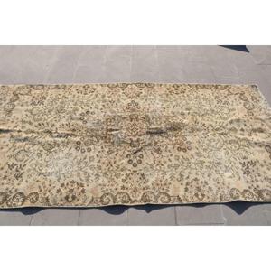 Vintage 4.2x8.6 ft Area Rug, Turkish Rug, <b>Brown</b> Camouflage Rug - Product Image 3