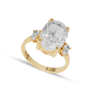 แหวนแต่งงานทรงวงรีประดับพลอย CZ สีขาว ดีไซน์คลาสสิก เครื่องประดับชั้นดี งานฝีมือ ขายส่ง เงินแท้ 925 - Product Image 1
