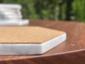 Juego de posavasos de mármol de Carrara Hexágono Piedra italiana hecha a mano en La - Product Image 5