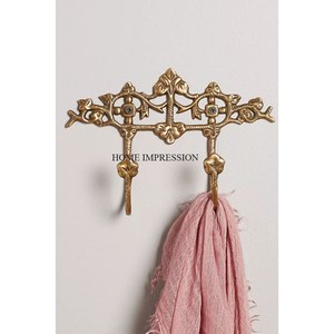 Flower Designer Gold Plated Aluminium Wall Hanging <b>Hooks</b> and Hangers Set Of 3 Rustic Minimalist New Look Pattern <b>Coats</b> Hangers - Product Image 2