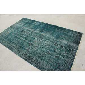 Alfombra Vintage, Alfombra de Lana Azul Grisácea de 4.6x7.5 pies - Product Image 4