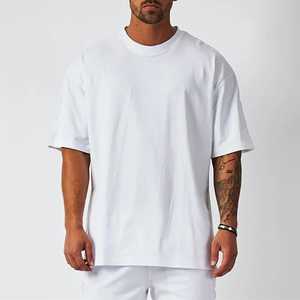 Camiseta de Manga Corta con Cuello Redondo Blanca para Hombre, Talla Grande, 100% Algodón, Informal, Transpirable, Bordada, de Punto Jersey, Color Sólido - Product Image 1