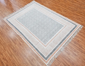 Alfombra de algodón con estampado de bloques, alfombra India hecha a mano, alfombra decorativa Dhurrie para sala de estar - Product Image 1