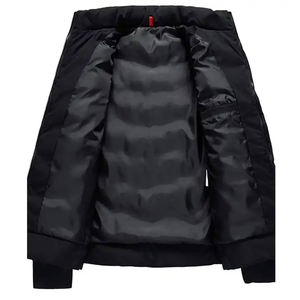 2025 nouveauté hommes doudounes personnalisables couleur unie fermeture éclair complète avec col à capuche toile matériel pour vêtements d'hiver - Product Image 3