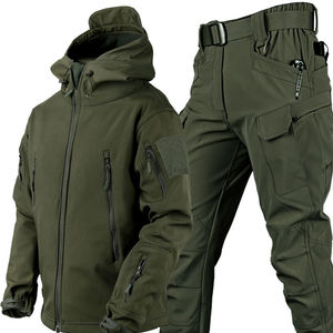 Black Tactical Softshell Hiking <b>Set</b> <b>Waterproof</b> Windproof Outdoor Jacket and Cargo Pants OEM - Product Image 2