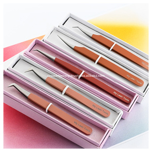 Pince à cils en acier inoxydable avec logo personnalisé, pointe en fibre, pour extensions de cils, volume X Boot, courbée à 90 degrés, droite, outil d'application de cils - Product Image 5