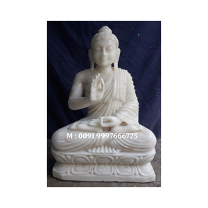 Statue du Bouddha en marbre blanc fait main, la plus belle, avec une finition soignée, pour la maison, le bureau et la vénération au temple. - Product Image 5