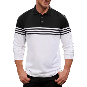 Camisas de Manga Larga para Hombre de Alta Calidad, Corte Ajustado, 100% Algodón, Bloques de Color, Rayas, Tejido de Punto Transpirable, OEM ODM - Product Image 5