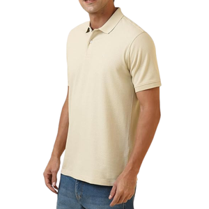 เสื้อโปโลผู้ชายสีเบจผ้าฝ้ายเนื้อนุ่มแขนสั้นลำลองแฟชั่นทันสมัยสำหรับฤดูร้อนสวมใส่สบายมีสไตล์ใส่ได้ทุกวันระบายอากาศได้ดีทันสมัย - Product Image 2