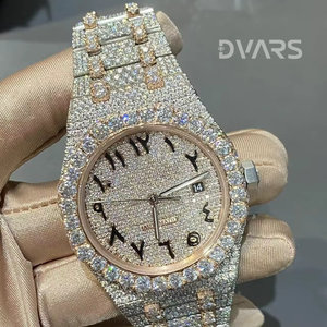 Montres mécaniques automatiques de luxe pour hommes Verre 41 mm Diamant Saphir Moissanite Or jaune Bracelet en acier inoxydable Mouvement ETA - Product Image 4