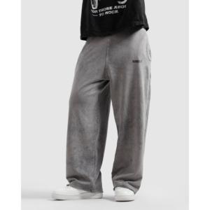 Pantalones Unisex de Corte Relajado en Gris Lavado 100% Algodón con Bordes Crudos 240 GSM - Product Image 1