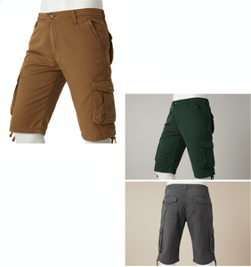 Shorts cargo en coton pour homme, multi-poches, décontractés, style chino, marron kaki, été, style extérieur - Product Image 4