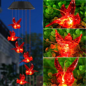 Carillon solaire LED à suspendre en forme d'oiseau colibri en ciment, fait main, pour décoration de <span class=keywords><strong>jardin</strong></span> extérieur - Product Image 5