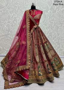 Nuevo diseño nupcial Lehenga Choli colección Multi-hilo diamante trabajo estampado Floral bordado Patchwork terciopelo Dori trabajo - Product Image 6