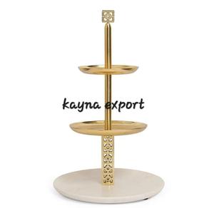 ที่ตั้งคัพเค้กโลหะ2ชั้นสุดหรูออกแบบได้ตามต้องการพร้อมเคลือบเงาเคลือบสีทองตกแต่งรูปทรงเสาและสง่างาม - Product Image 3