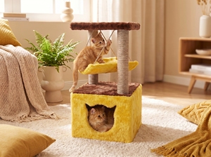 CozyCat Classic - Casa Torre de 3 Niveles con Hamaca de Yute y Postes Rascadores - Product Image 5