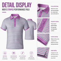 Polo a Rayas para Hombre, Manga Corta, 100% Mezcla de Poliéster, Ropa Casual de Golf, Cuello con Botones, Uniforme de Negocios, Proveedor Personalizado