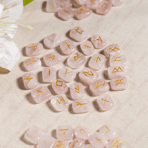Bulk Selling Rose Quartz Rune <b>Set</b> Natural 25 Pieces Healing <b>Crystal</b> Stones for Meditation Decoration - Product Image 3