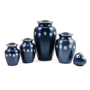 Urne funéraire pour animaux de compagnie en métal noir pour cendres, souvenir de crémation avec motif de patte argentée - Product Image 4