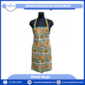 Top Quality <b>Kitchen</b> <b>Apron</b> With Logo Indian Block-Printed 100% Breathable 20 Sheeting Cotton 83 Cms <b>Kitchen</b> <b>Apron</b> at Wholesale - Product Image 2