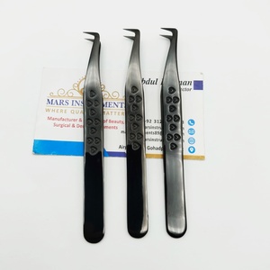 Plasma noir impression de coeur coudé à 65 degrés Durable antistatique prise parfaite Extensions de cils pince à épiler - Product Image 4