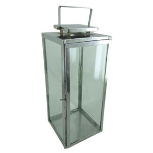 Lanterne acier inoxydable et verre métal décoration design moderne nickel polonais décoration design lanternes maison design d'intérieur - Product Image 1