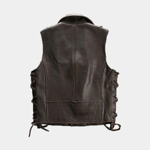 Meilleure édition vêtements de moto porte une veste en cuir sans manches fermeture à glissière sans manches gilets en cuir homme - Product Image 2