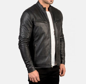 Veste en cuir pour homme, motif uni, toile enduite, vente en gros, vêtements décontractés, streetwear, mode, confortable, respirant, haute qualité - Product Image 4