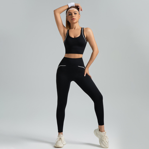 Tendance Marque privée personnalisée ensemble de yoga pour femmes à taille élastique impression entièrement personnalisée ensemble de yoga pour femmes en couleur unie - Product Image 3
