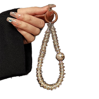 Correa de Teléfono Móvil de Metal Plateado con Diamantes, Pulsera Corta, Cordón, Llavero y Colgante, Accesorio Completo