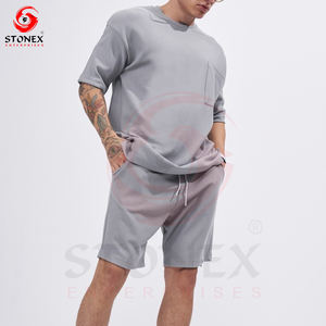 Summer New Men Casual Shorts Sets Custom Color Short Sleeve T Shirt Shorts Solid Tracksuit Set Men's 2 Pieces Sets - Product Image 4