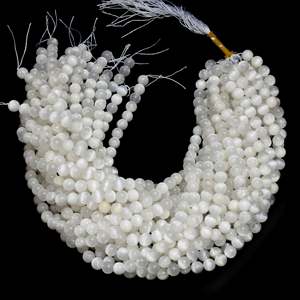 Perles de pierre précieuse d'agate blanche naturelle polie 6mm/8mm/10mm 15 pouces, rondes, taille brillante, pour la fabrication de bijoux, vente en gros en vrac - Product Image 3