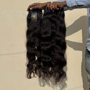 Mechones ondulados naturales de pelo indio alineados con cutícula virgen de Camboya al por mayor, cierre de encaje HD, pelo alineado con cutícula virgen cruda - Product Image 1
