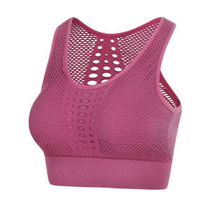 Soutien-gorge de sport pour femmes, logo personnalisé, devant antibactérien, col en V profond, maintien moyen, respirant, élasthanne/nylon, haute qualité - Product Image 2