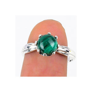 ใหม่ทำด้วยมือ925แข็งแหวนเงินแท้เครื่องประดับทรงกลมมรกตสีเขียวแหวนตั้งค่าง่ามโอเอ็มเครื่องประดับ OEM - Product Image 1