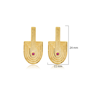 Boucles d'oreilles Améthyste CZ Design Unique en Style Égyptien Vente en Gros Turc Fait à la Main Bijoux en Argent Sterling 925 - Product Image 2