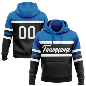Custom Stitched Black White-Blue Line Sports Pullover Sudadera con capucha - Product Image 1