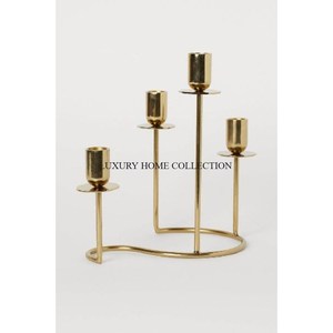 Material de latón candelabros de flores de lujo diseño maravilloso forma de hoja decoración de mesa boda café y Hotel candelabro - Product Image 6